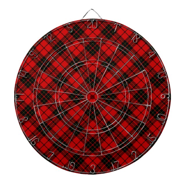 Brodie tartan red black plaid dartboard (Front)
