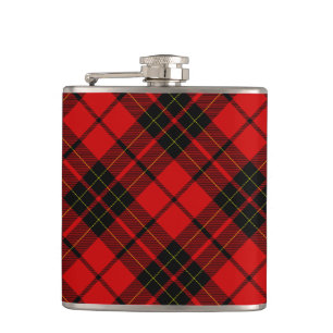 Brodie tartan red black plaid hip flask