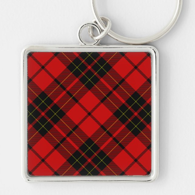 Brodie tartan red black plaid key ring (Front)