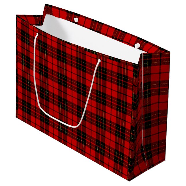 Brodie tartan red black plaid large gift bag (Front Angled)