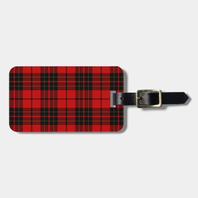 Brodie tartan red black plaid luggage tag (Front Horizontal)