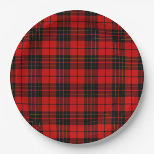 Brodie tartan red black plaid paper plate