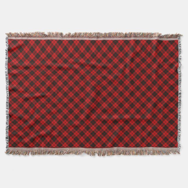 Brodie tartan red black plaid throw blanket (Front)