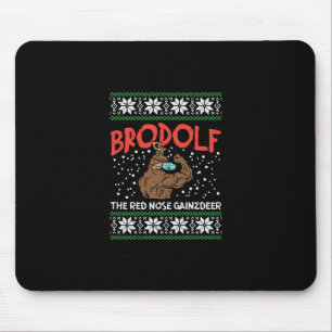 Brodolf In Mask Muscle Workout Gym Ugly Xmas Mouse Mat