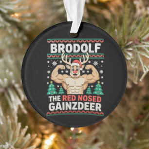 Brodolf Red Nosed Gainzdeer Reindeer Christmas Gym Ornament