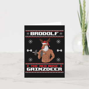 Brodolf The Red Nose Gainzdeer Gym Ugly Christmas Card