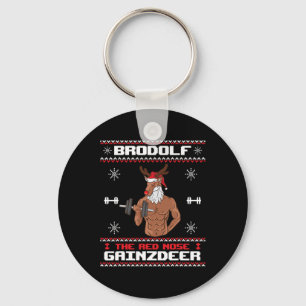 Brodolf The Red Nose Gainzdeer Gym Ugly Christmas Key Ring