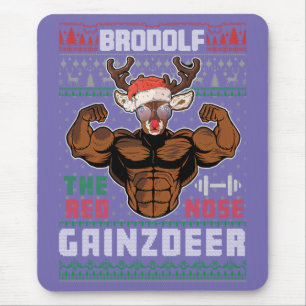 Brodolf The Red Nose Gainzdeer Gym Ugly Christmas Mouse Mat