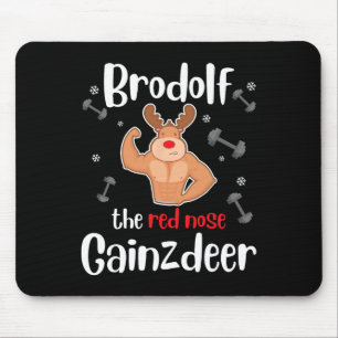 Brodolf The Red Nose Gainzdeer Mens Gym Christmas Mouse Mat