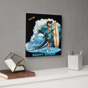 Brody Ocean Wavecrest Square Wall Clock