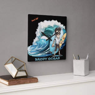 Brody Ocean Wavecrest Square Wall Clock