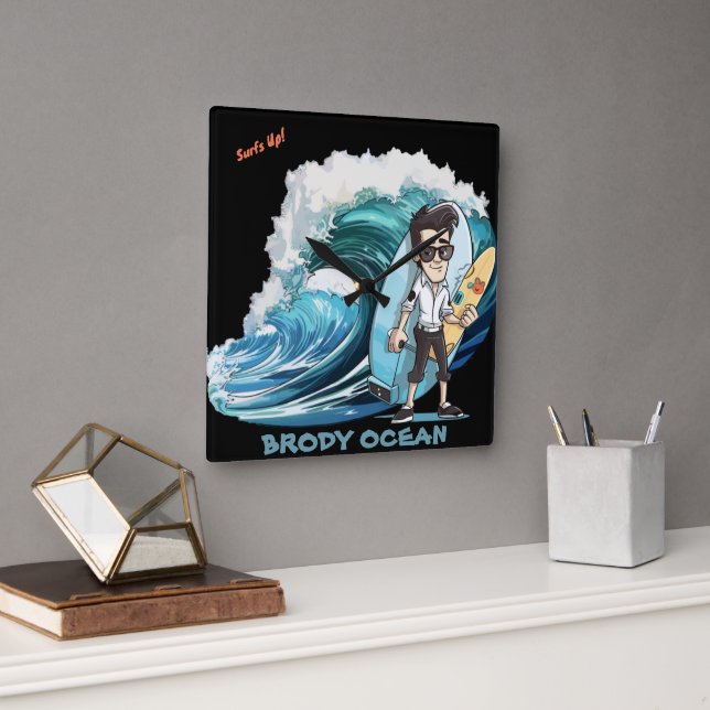 Brody Ocean Wavecrest Square Wall Clock (Office)