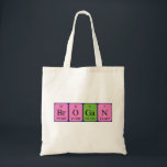 Brogan periodic table name tote bag<br><div class="desc">Brogan spelled out as Br O Ga N (Bromine Oxygen Gallium Nitrogen) on a bag for the scientist in you.</div>