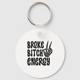 Broke Energy Funny Skeleton Hand Meme  Key Ring