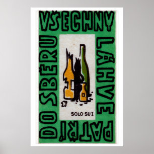 Broken Alcohol Bottles - Matchbox Print - Czech