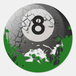 Broken and Cracked 8 Ball Classic Round Sticker