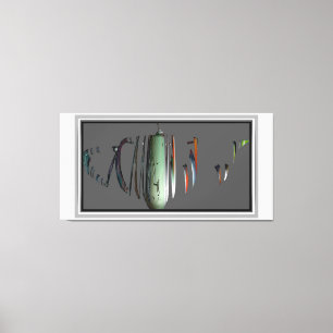 Broken And Dis-jointed Green Vessel On Grey Canvas Print
