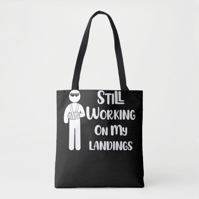 Broken Arm Kids Get Well Working on Landings Tote Bag (Front)
