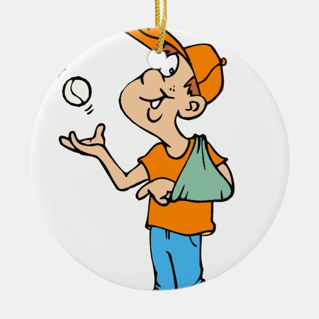 Broken Arm Player Ceramic Tree Decoration (Front)