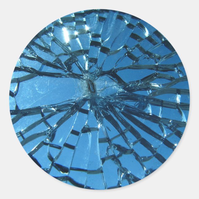 Broken Blue Glass Classic Round Sticker (Front)