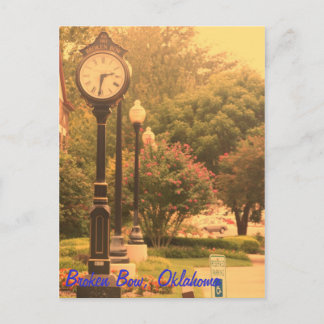 Broken Bow's Library Clock Postcard
