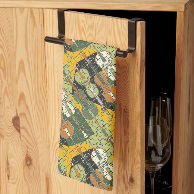 Broken Cello Pattern  Tea Towel (Thirds Fold)