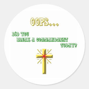 Broken Commandment Christian Classic Round Sticker
