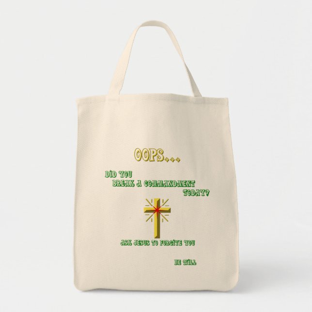 Broken Commandment Christian Tote Bag (Front)
