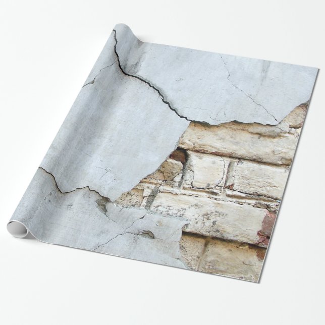 Broken Concrete Block Wall Wrapping Paper (Unrolled)