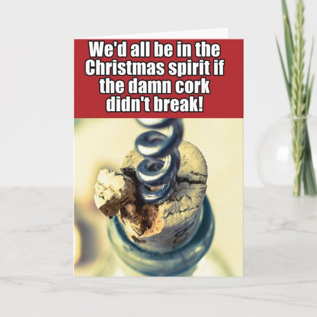 Broken Cork Christmas Joke Card (Front)