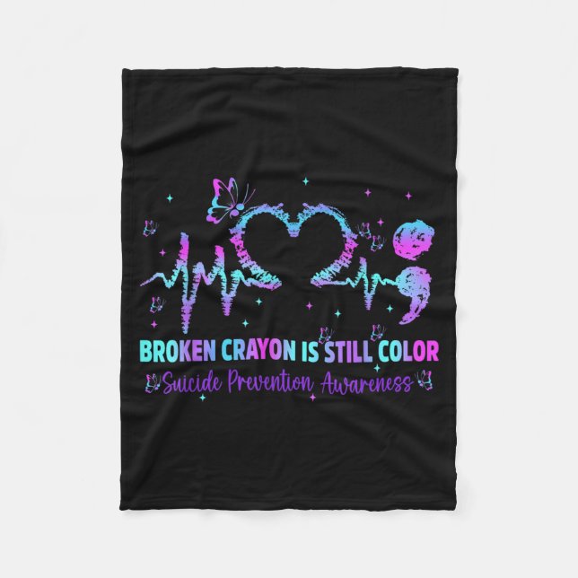 Broken Crayon Colour Suicide Prevention Awareness Fleece Blanket (Front)