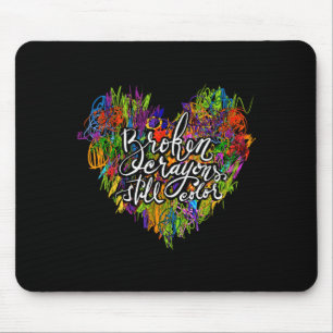 Broken Crayons Colour Heart Mental Health Awarenes Mouse Mat