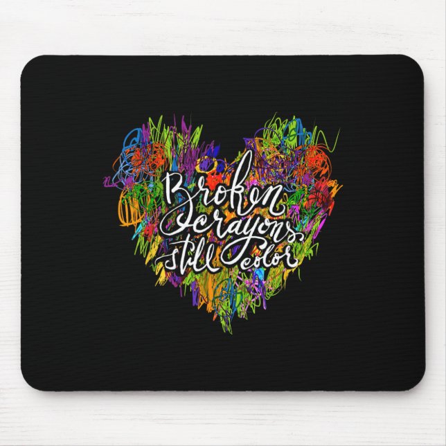 Broken Crayons Colour Heart Mental Health Awarenes Mouse Mat (Front)