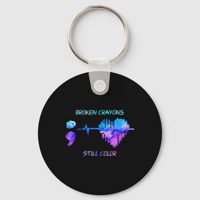 Broken Crayons Is Still Colour Heartbeat Suicide P Key Ring (Front)