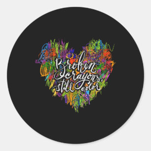 Broken Crayons Still Colour Heart Mental Health Aw Classic Round Sticker