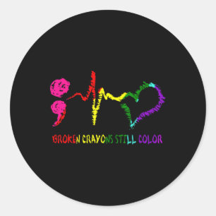 Broken Crayons Still Colour Mental Health Awarenes Classic Round Sticker