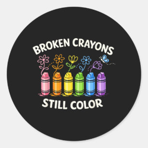 Broken Crayons Still Colour Mental Health Awarenes Classic Round Sticker