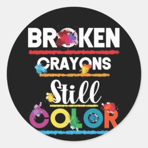 Broken Crayons Still Colour Mental Health Awarenes Classic Round Sticker