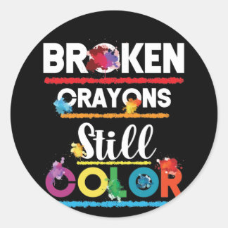 Broken Crayons Still Colour Mental Health Awarenes Classic Round Sticker