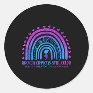 Broken Crayons Still Colour Suicide Prevention Awa Classic Round Sticker