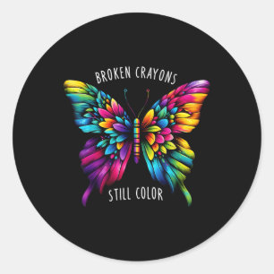 Broken Crayons Still Colours Mental Health Awarene Classic Round Sticker