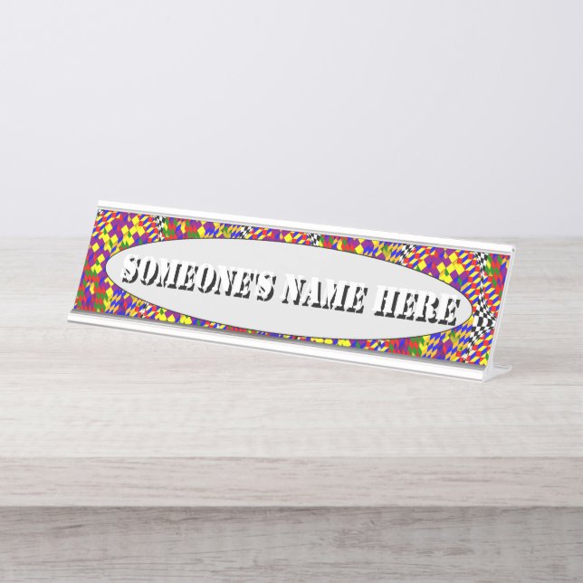 Broken Cube w/ Shadow by Kenneth Yoncich Desk Name Plate (Front)