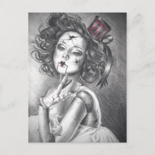 Broken Doll Postcard Creepy Doll Carnival Doll