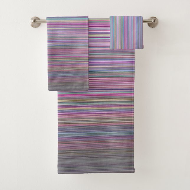 Broken flat screen TV rainbow stripe Bath Towel Set (Insitu)