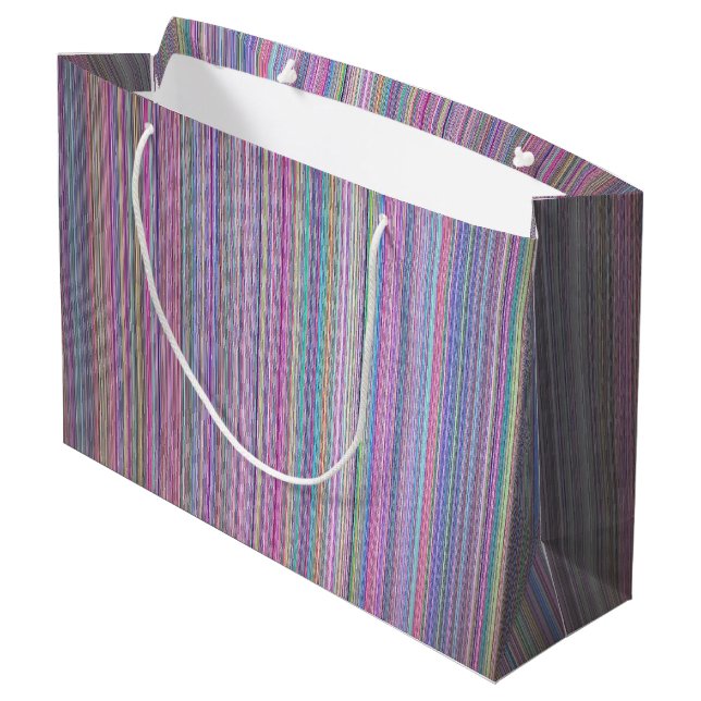 Broken flat screen TV rainbow stripe Large Gift Bag (Back Angled)