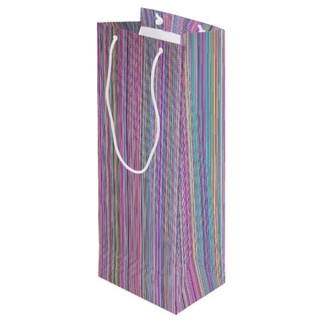 Broken flat screen TV rainbow stripe Wine Gift Bag (Back Angled)
