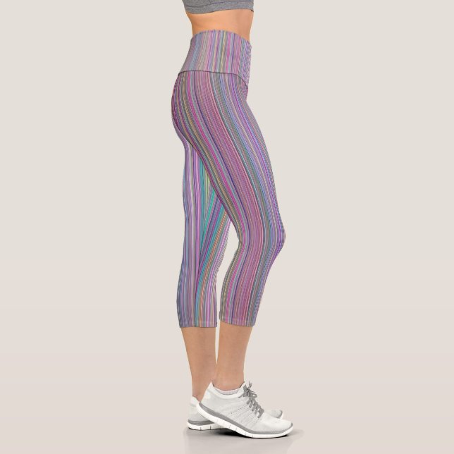 Broken Flatscreen Television Rainbow Stripe Capri Leggings (Right)