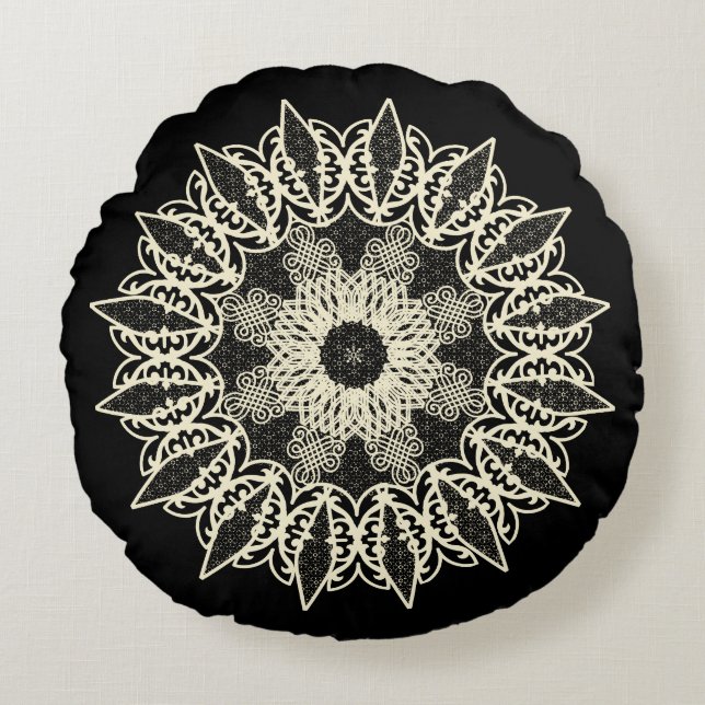broken geometric lace round cushion (Front)