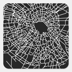 Broken glass black square sticker