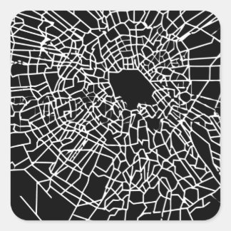 Broken glass black square sticker